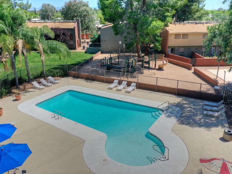 Aerial View Of Pool & Pool Patio at Copper Creek in Tucson, AZ